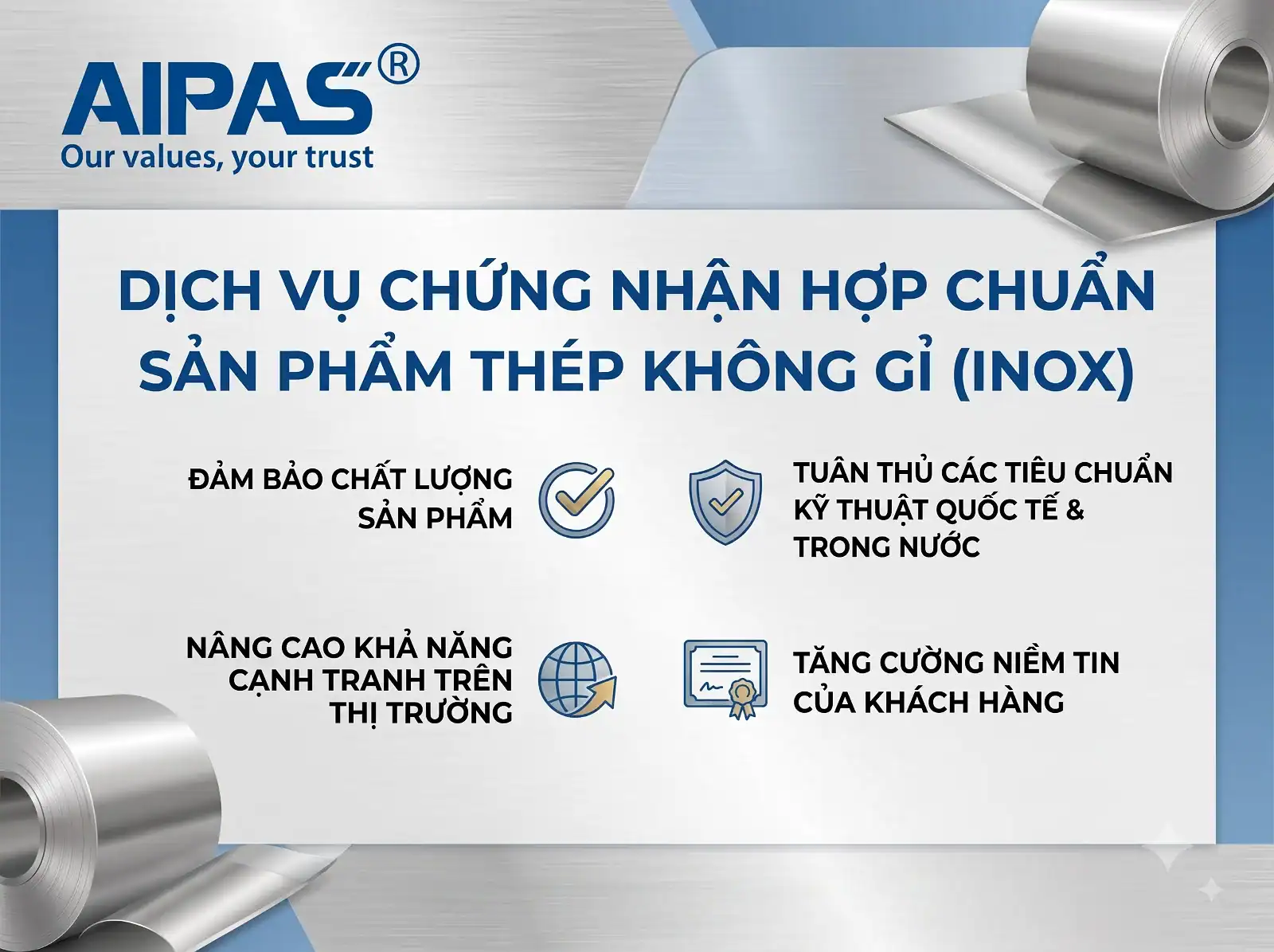 Chứng nhận hợp quy sản phẩm thép không gỉ